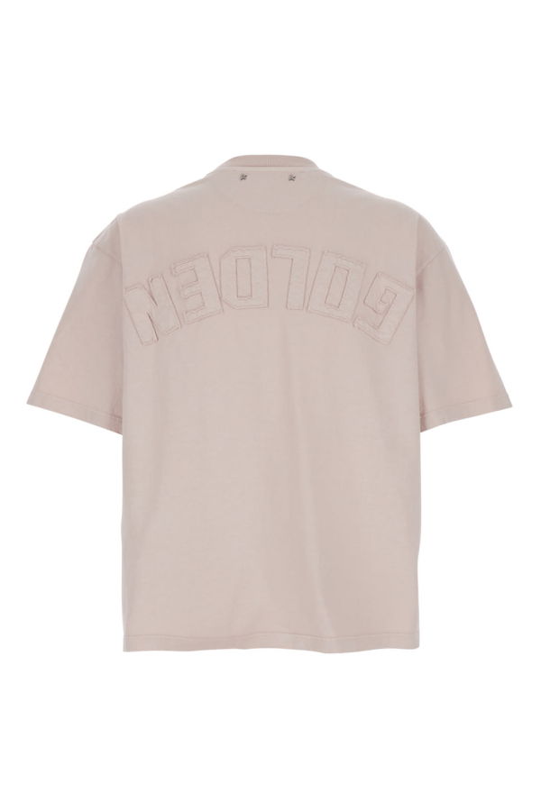 Golden Goose Crew Neck Maxi Logo Back Cotton Tee - Pink