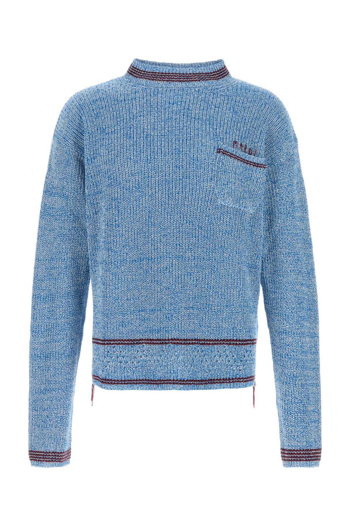 Marni Melange Cotton Sweater - Celeste - Image 1 of 2