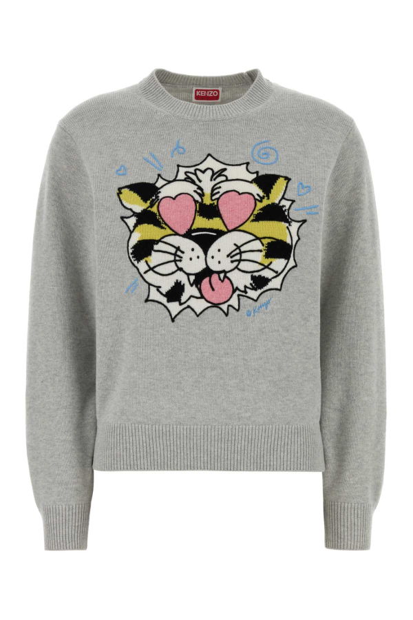 Kenzo Grey Wool Blend Sweater - Pale Grey