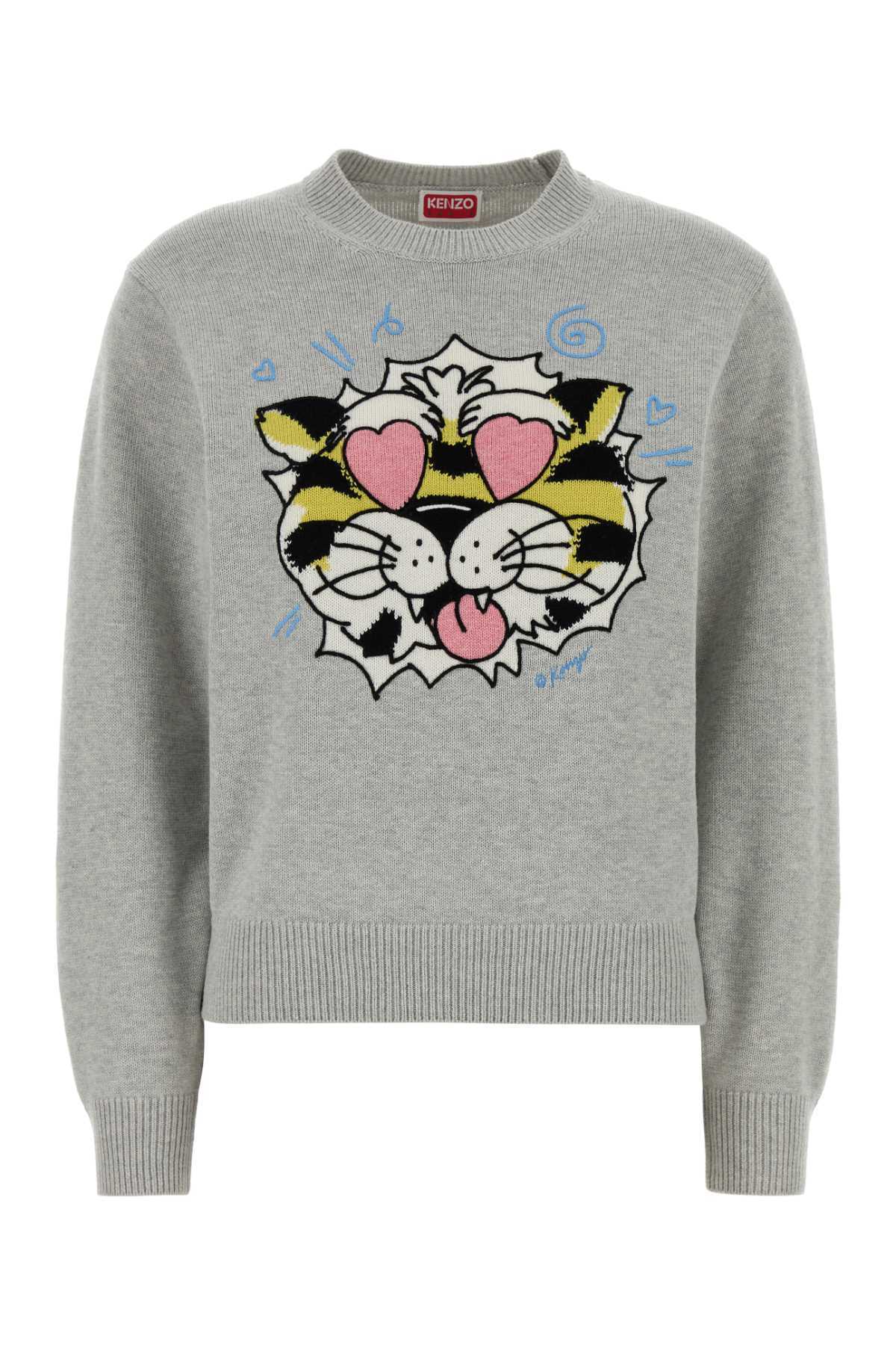 Kenzo Grey Wool Blend Sweater - Pale Grey - Image 1 of 2