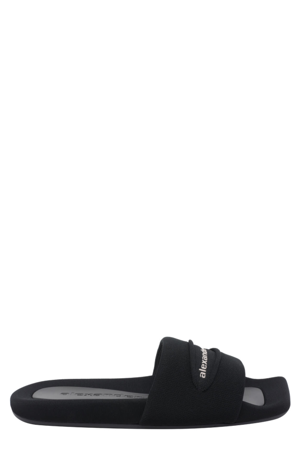 ALEXANDER WANG Knitted Logo Slide Sandals - Black