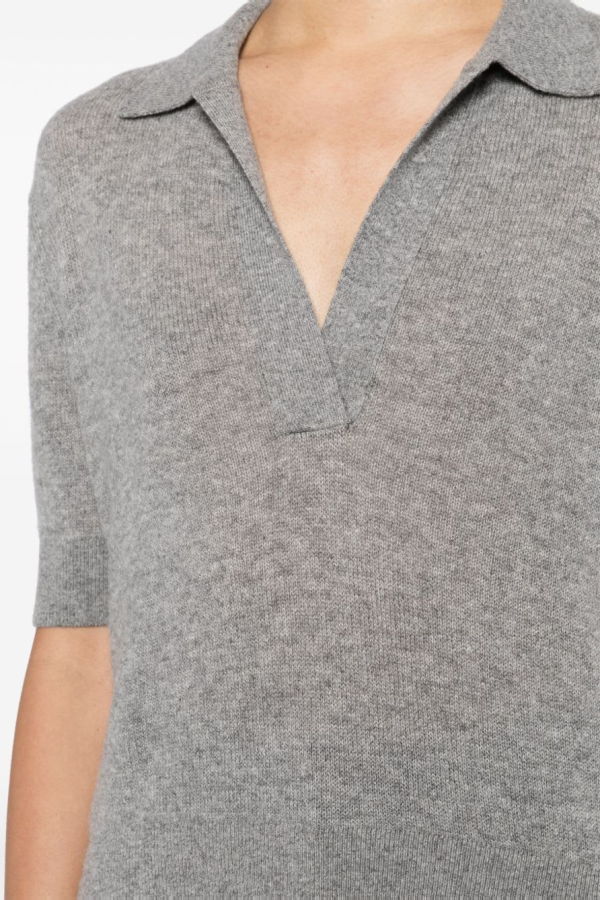 khaite Shrunken Cashmere Polo Shirt - Gray