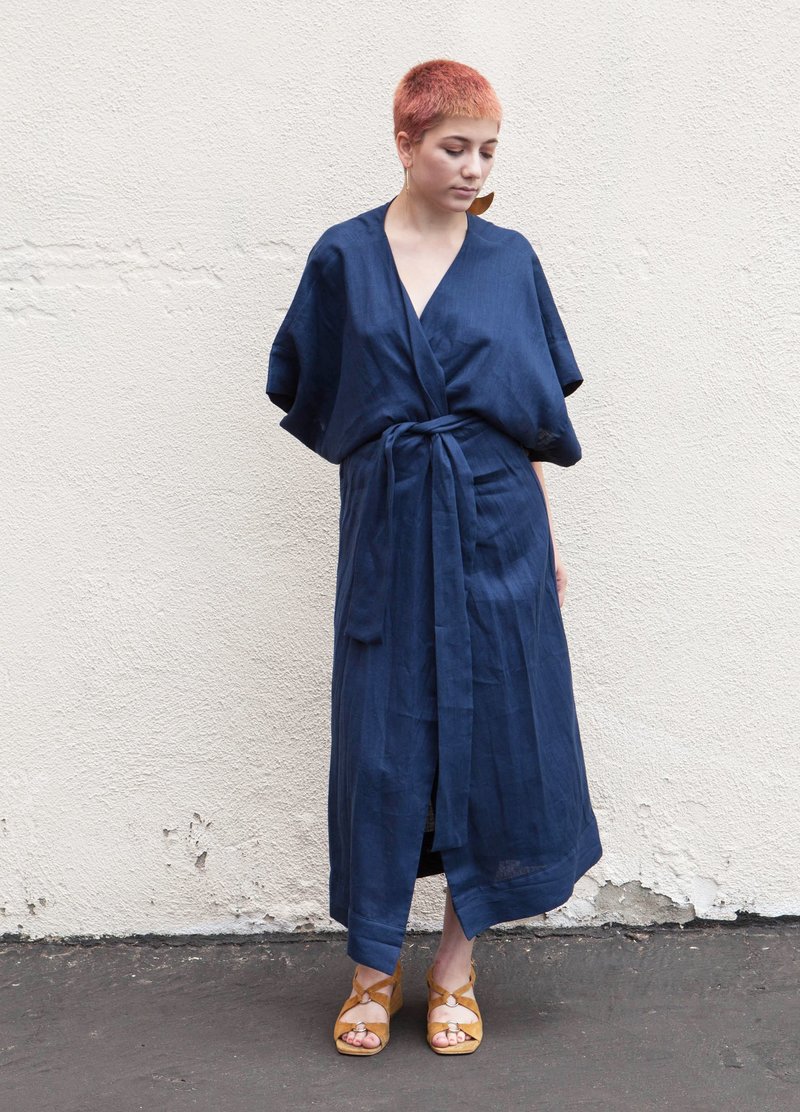 casual belted kimono dress Coast Belted Kimono Dress - Navy