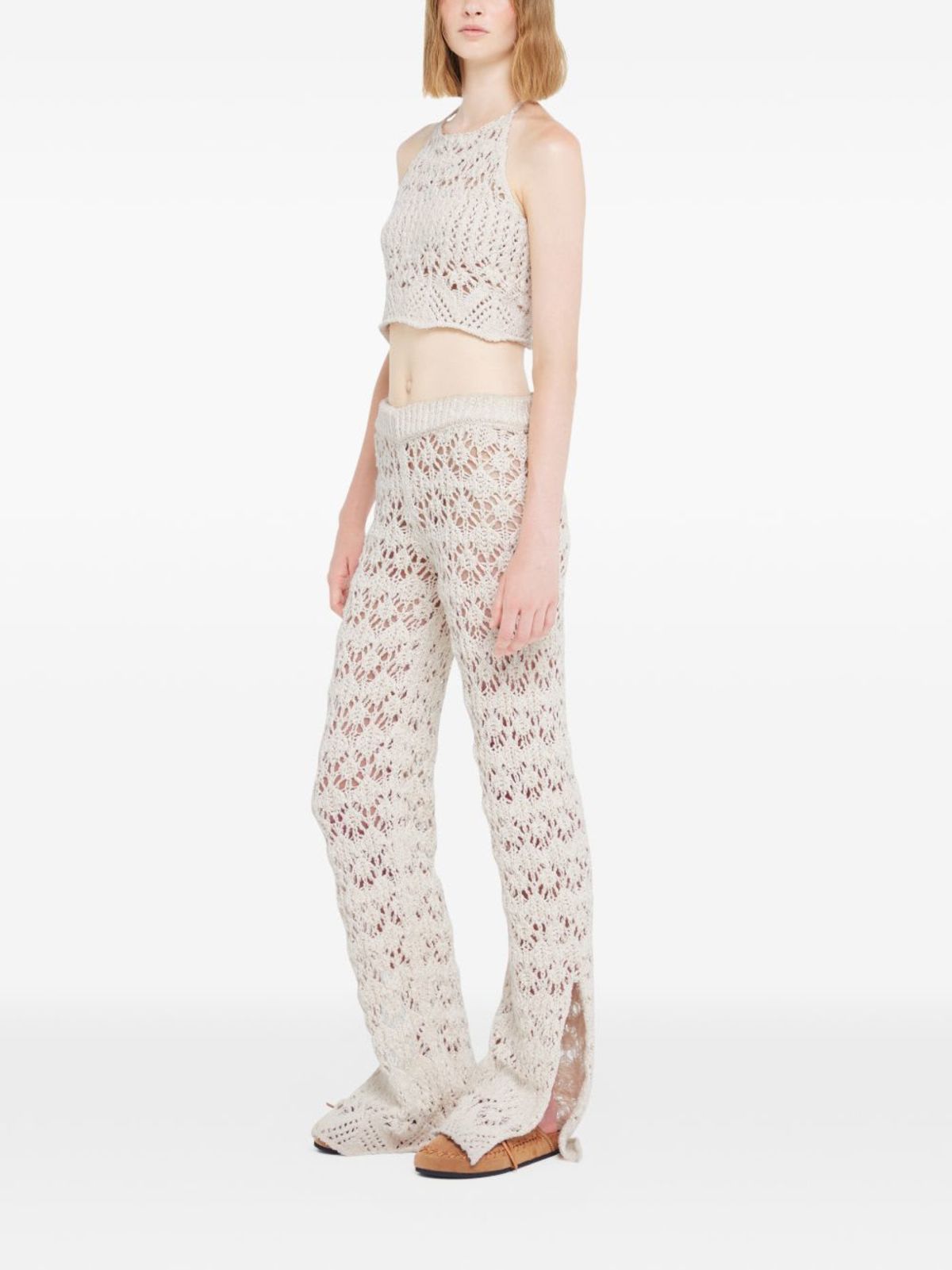 Alanui Lagoon Romance Cotton Trousers - Cream - Image 3 of 5
