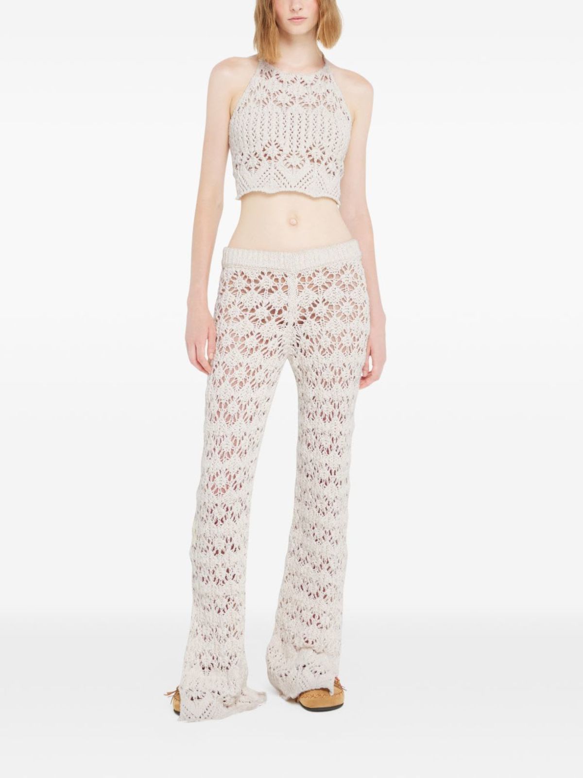 Alanui Lagoon Romance Cotton Trousers - Cream - Image 4 of 5
