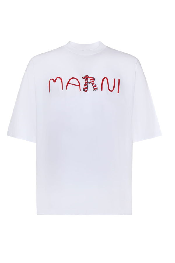 Marni Cotton T-Shirt With Logo - White