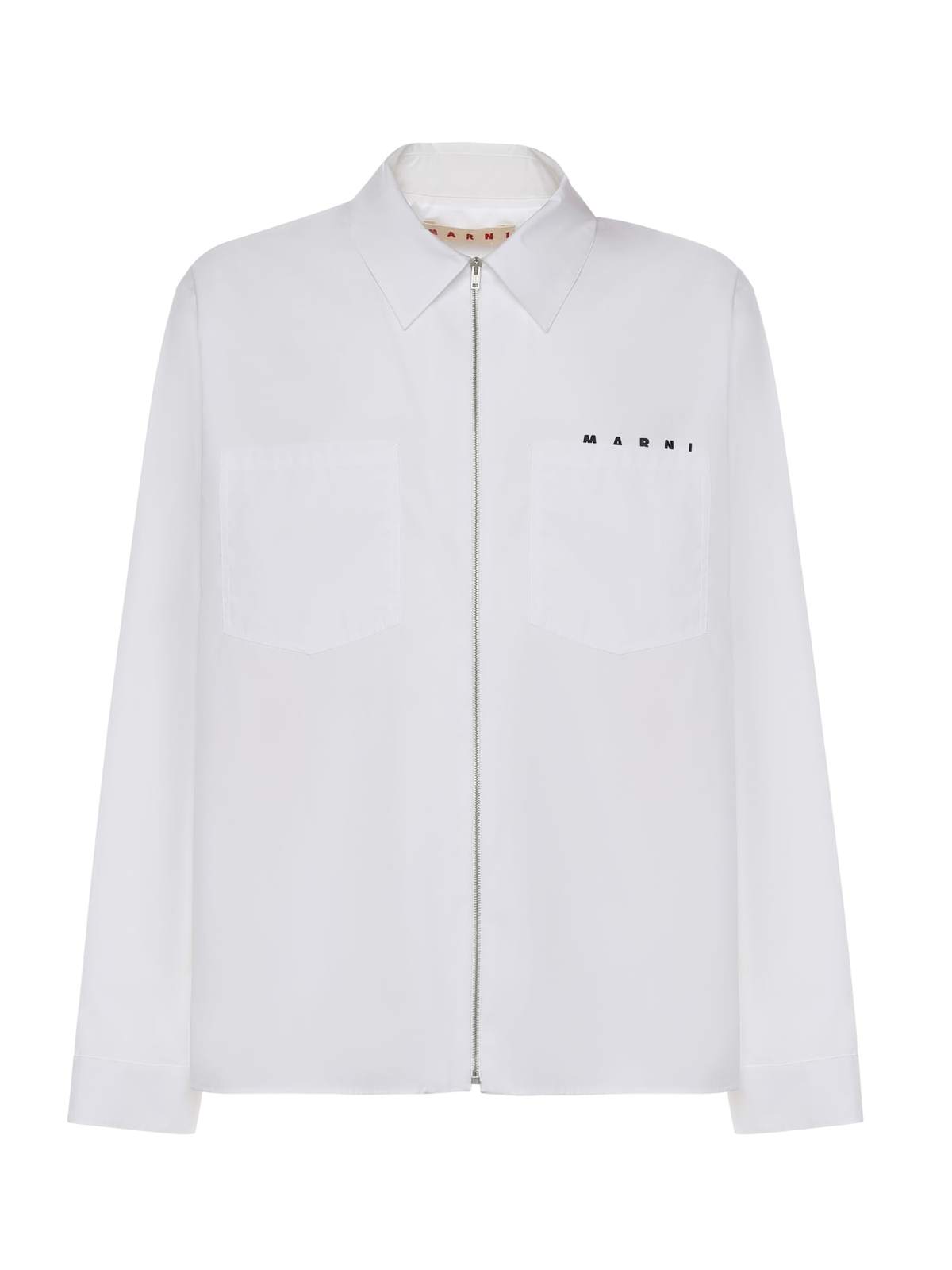 Marni Cotton Poplin Zip-up Shirt - Lilywhite - Image 1 of 3