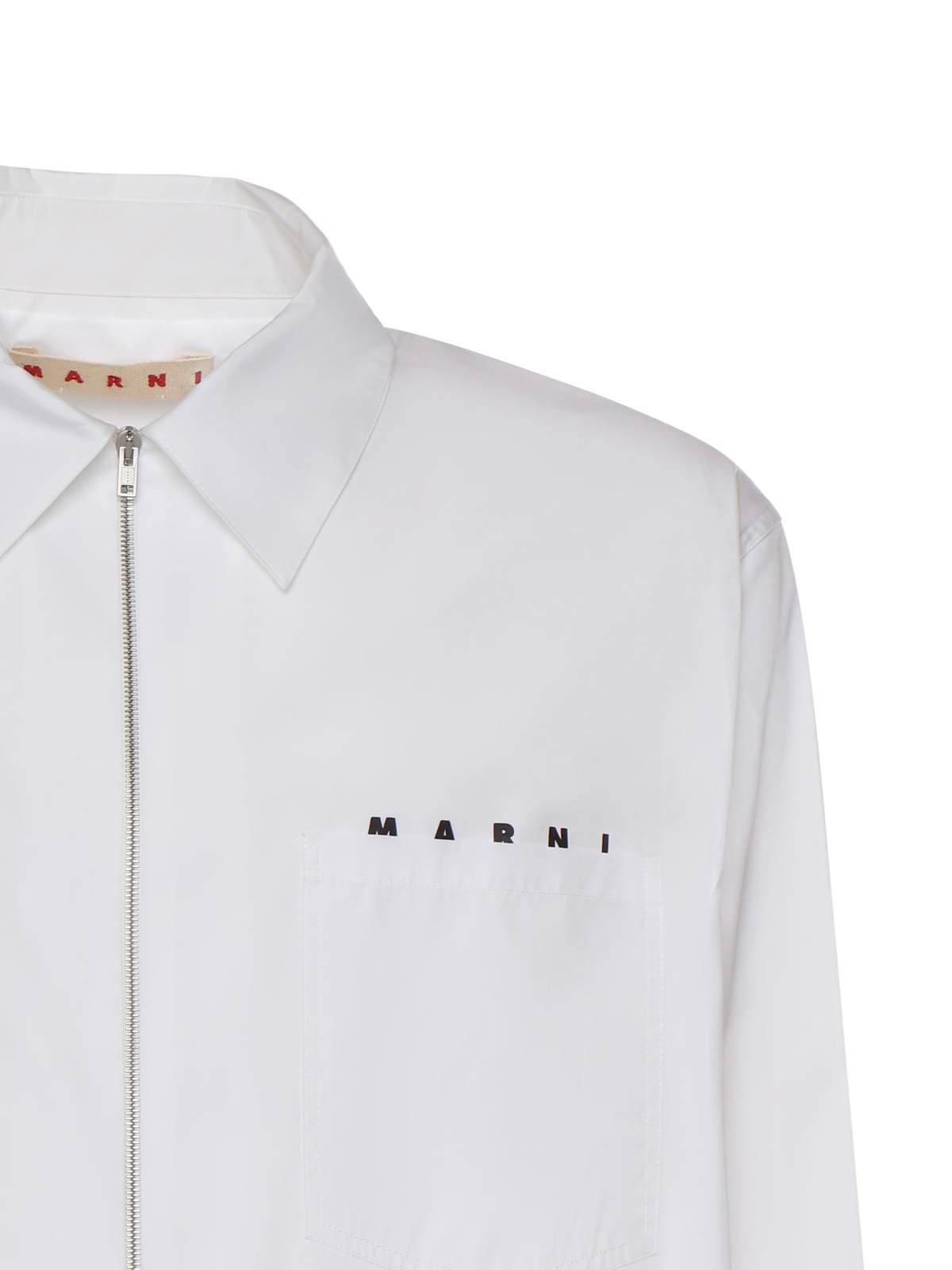 Marni Cotton Poplin Zip-up Shirt - Lilywhite - Image 2 of 3