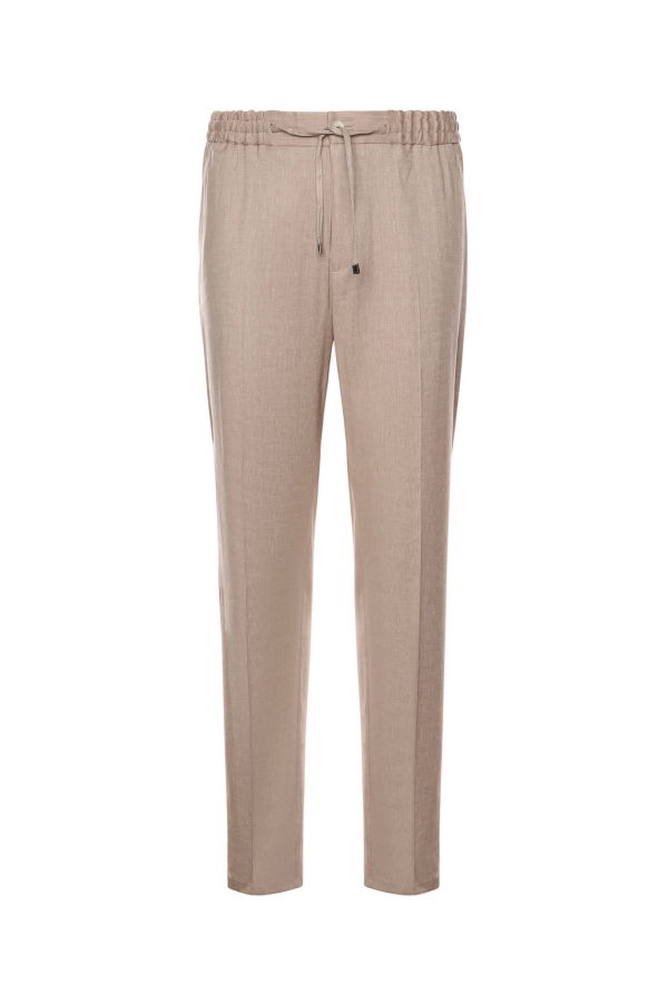 Etro Slub Linen Blend Twill Joggers Pants - Beige