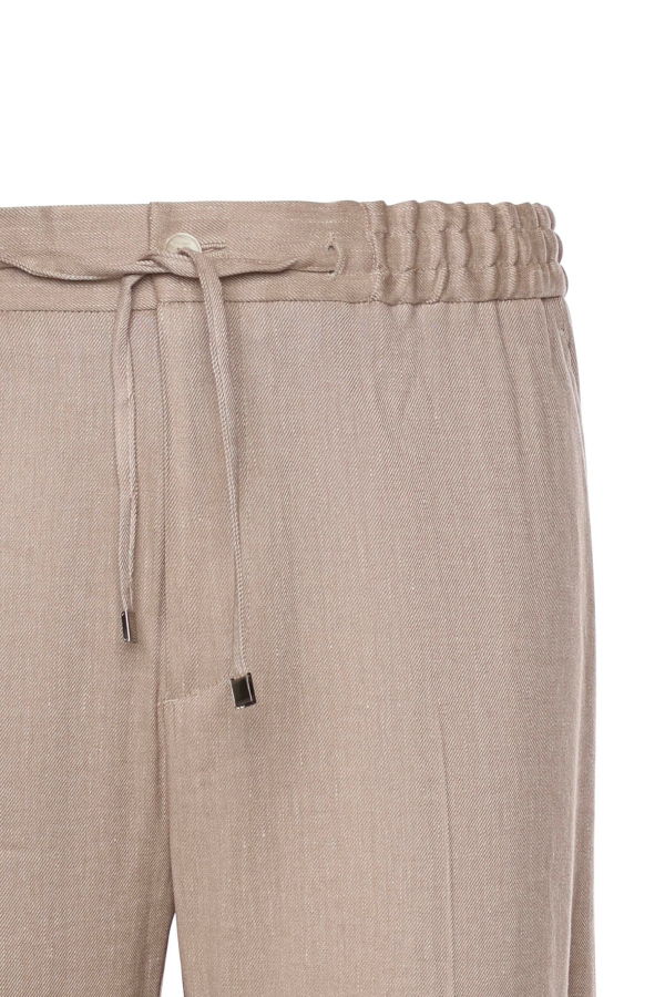 Etro Slub Linen Blend Twill Joggers Pants - Beige