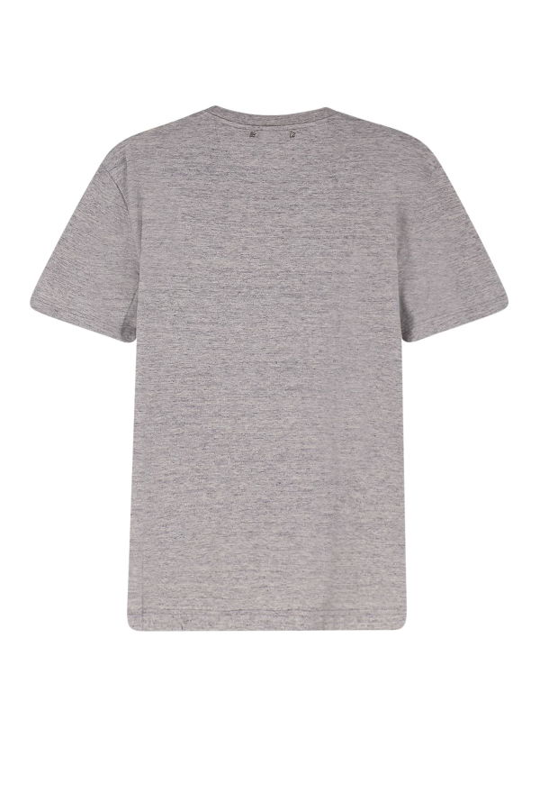Golden Goose Cotton T-Shirt With Flag Print On The Front T-Shirt - Greymelange