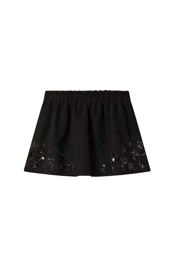 Golden Goose Cotton Blend Midi Skirt With Floral Sequin And Crystal Details - Black
