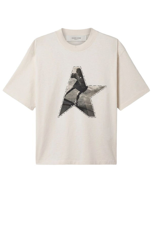 Golden Goose Cotton T-Shirt With Print On The Front - Heritagewhite