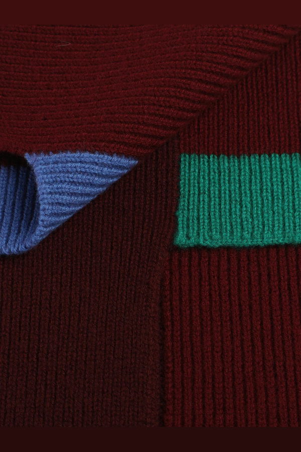 LOEWE Asymmetrical Wool Scarf - Green/Red/Multicolor