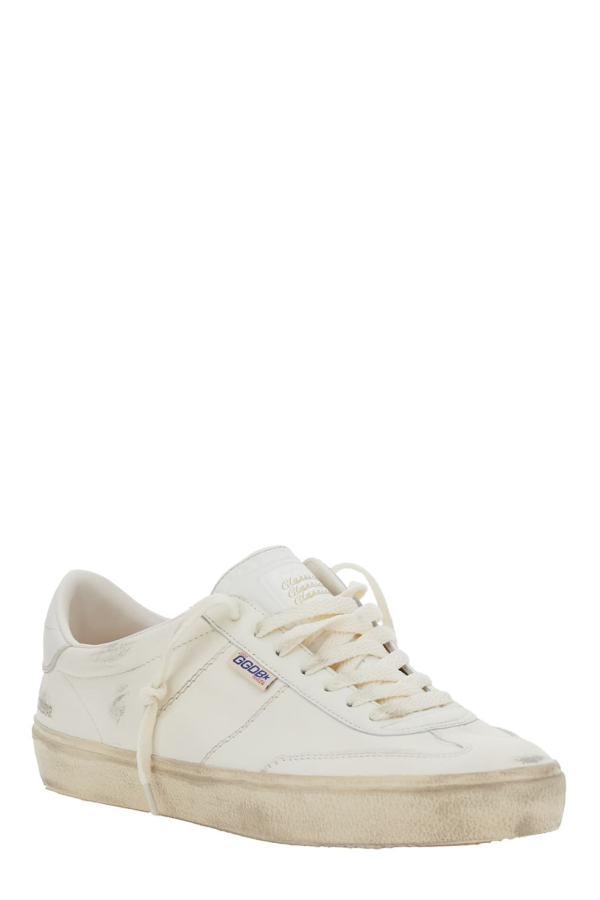 Golden Goose Soul-Star Low Top Sneakers with Metallic Heel Tab in Leather - White