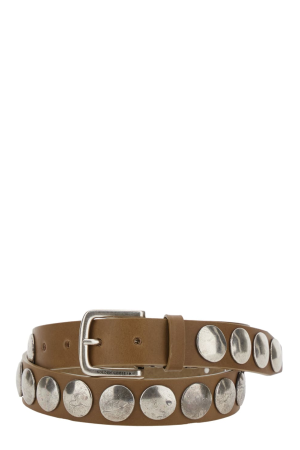Golden Goose Studded Leather Belt - Brown