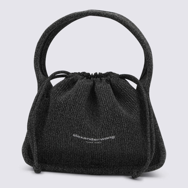 ALEXANDER WANG Black Cotton Satchel Tote - Reflective Charcoal ALEXANDER WANG Black Cotton Satchel Tote - Reflective Charcoal