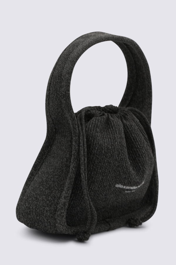 ALEXANDER WANG Black Cotton Satchel Tote - Reflective Charcoal