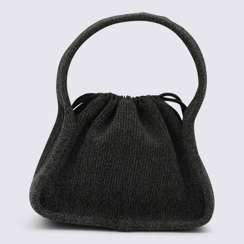 ALEXANDER WANG Black Cotton Satchel Tote - Reflective Charcoal
