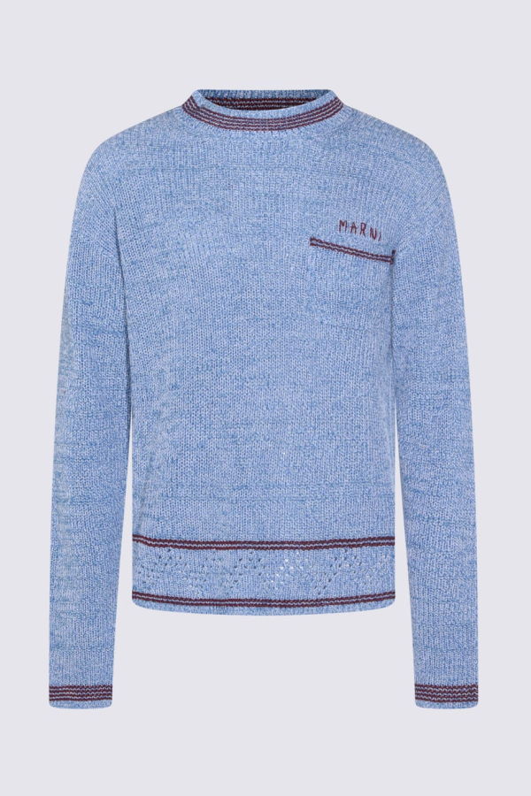 Marni Light Blue Cotton Knitwear Sweater
