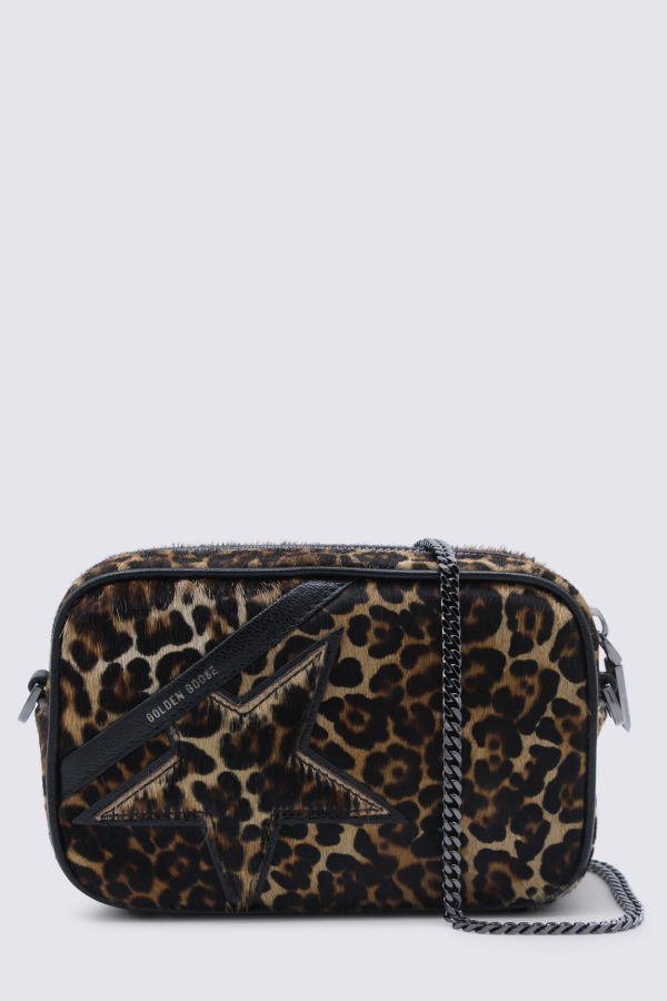 Golden Goose Leather Crossbody Bag - Beige Brown/Leo/Black