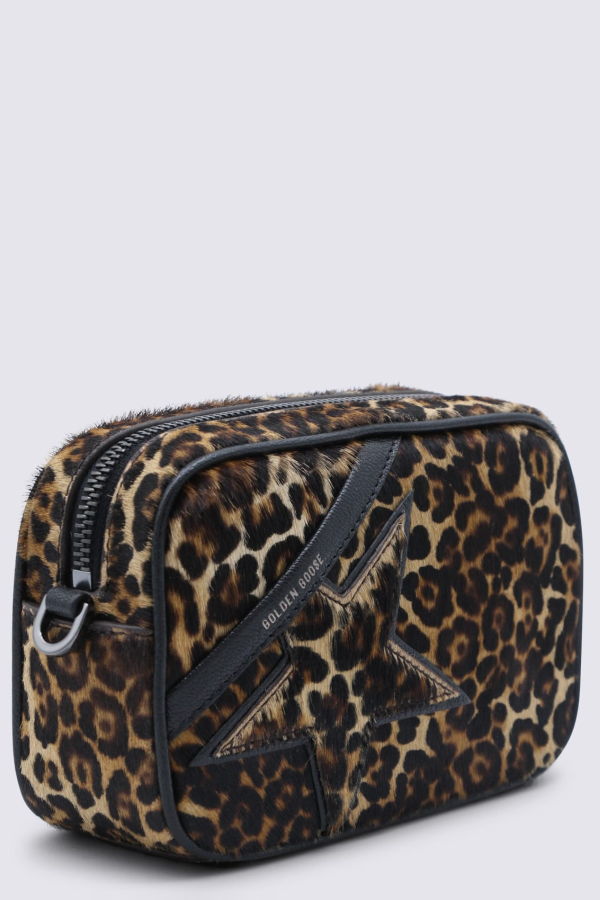 Golden Goose Leather Crossbody Bag - Beige Brown/Leo/Black
