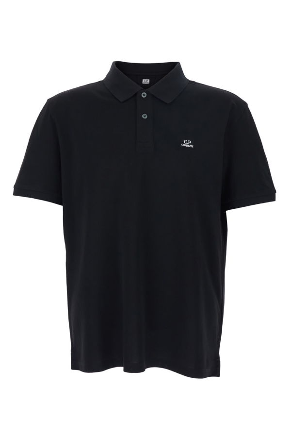 C.P. Company Polo Shirt With Classic Collar And Logo Lettering On The Front In Cotton Stretch