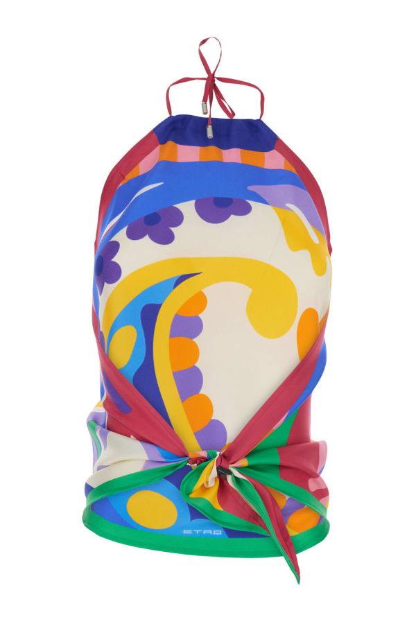 Etro Silk Sleeveless Top With All-Over Paisley Motif - Multicolor