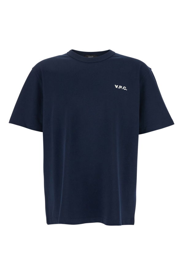 A.P.C. Blue Crewneck Embroidered Logo T-Shirt - Blue