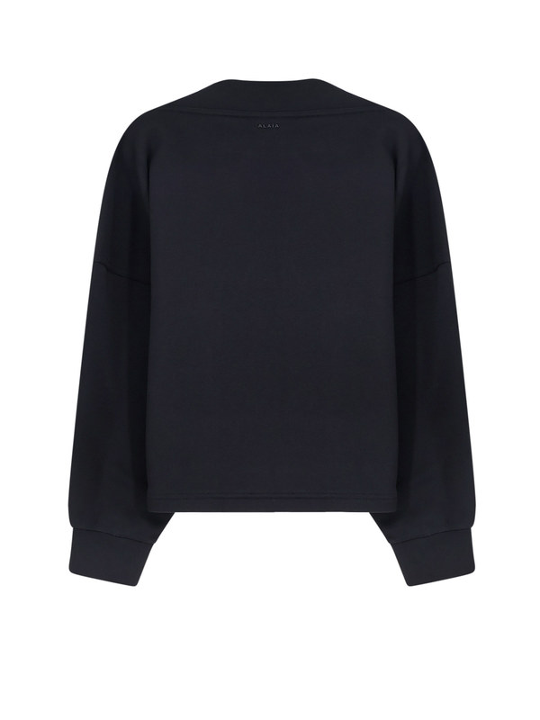 Alaia Boatneck Cotton Sweatshirt - Black