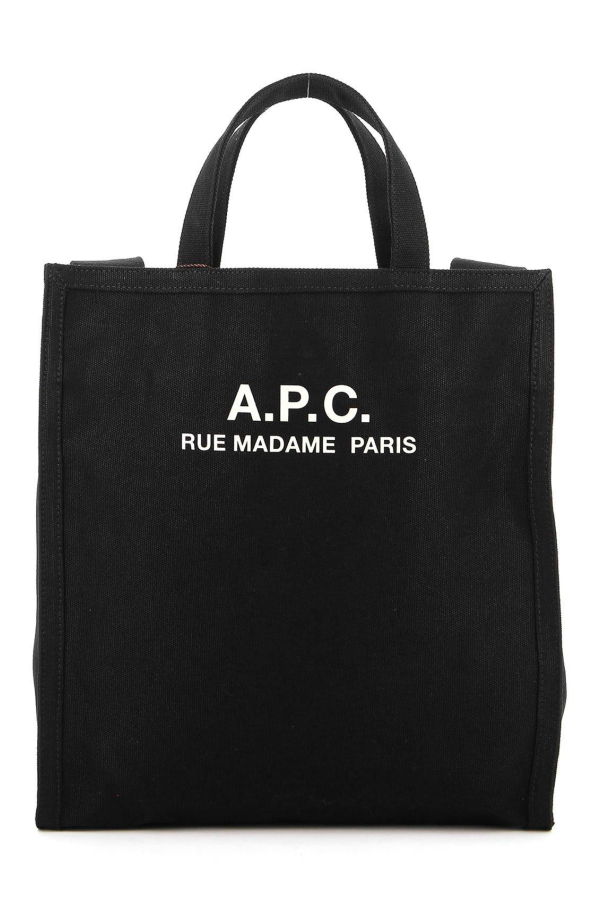 A.P.C. Recovery Logo Printed Shopping Bag Tote - Black