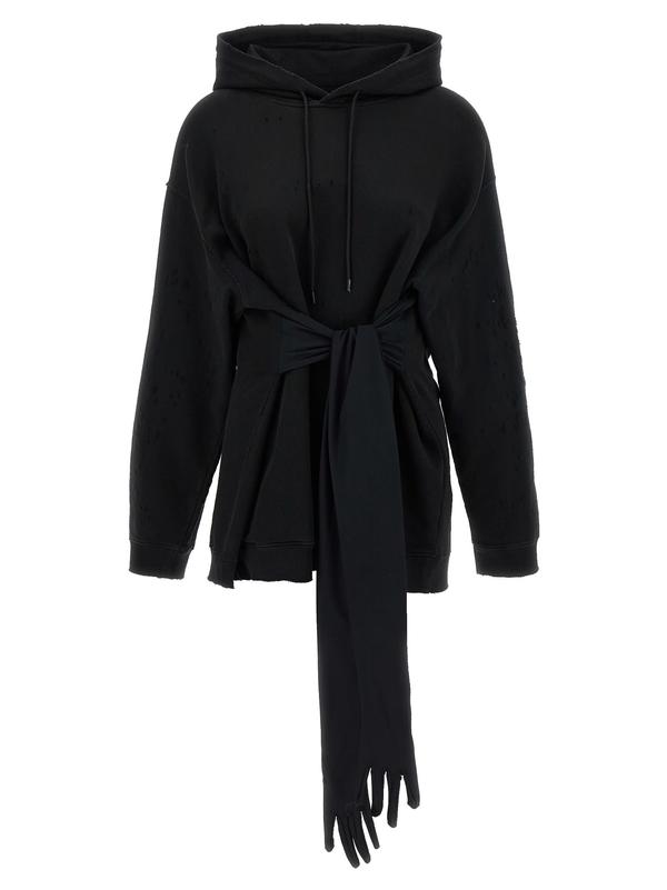 MM6 Maison Margiela Hoodie Dress With Gloves - Black