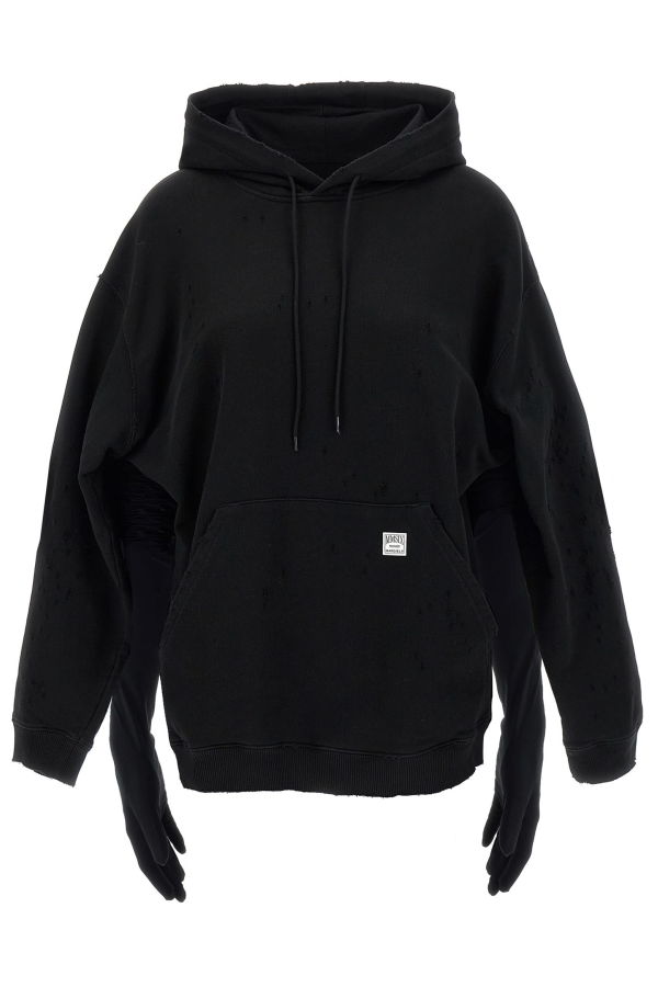MM6 Maison Margiela Hoodie Dress With Gloves - Black