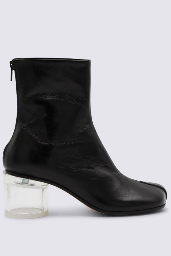 MM6 Maison Margiela Black Leather Boots - Black
