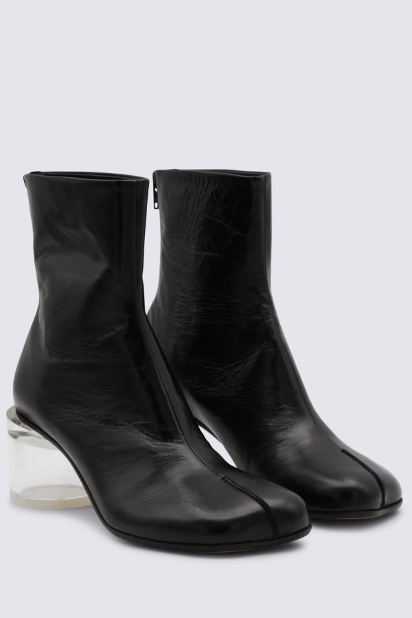 MM6 Maison Margiela Black Leather Boots - Black