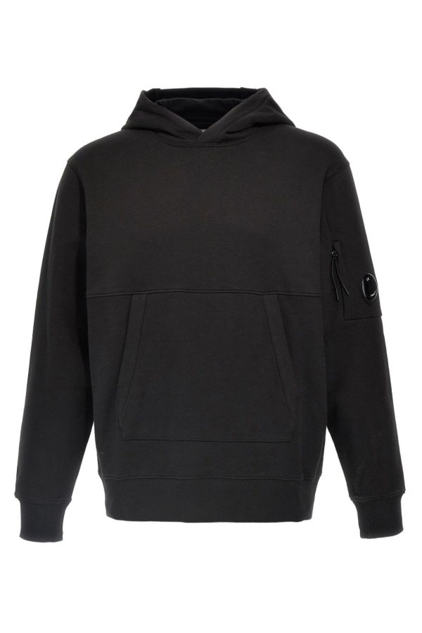 C.P. Company Logo Cotton Hoodie - Black
