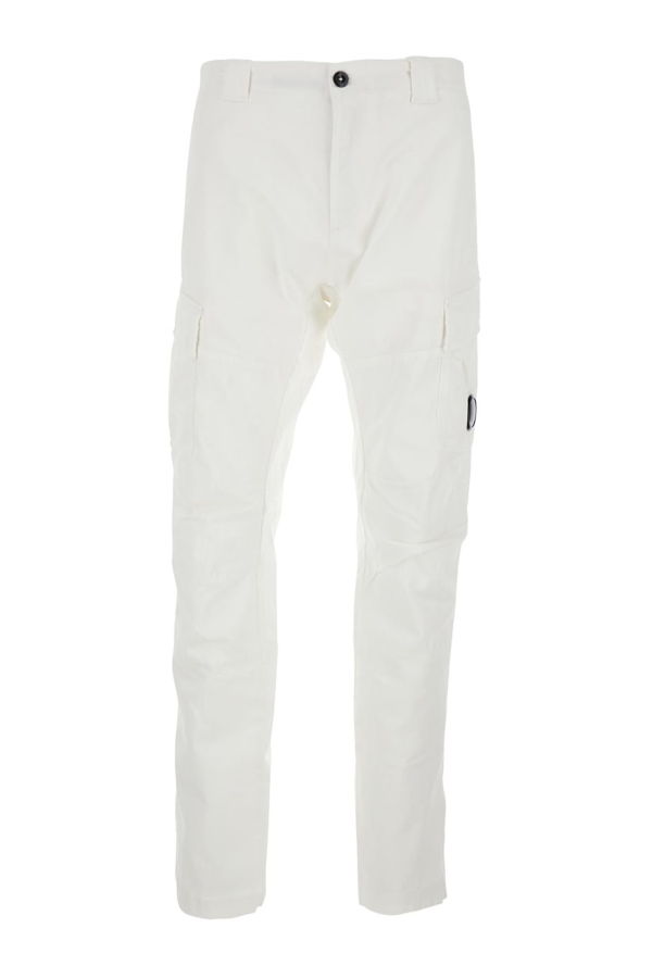 C.P. Company Cargo Pants With Logo Plaque - White
