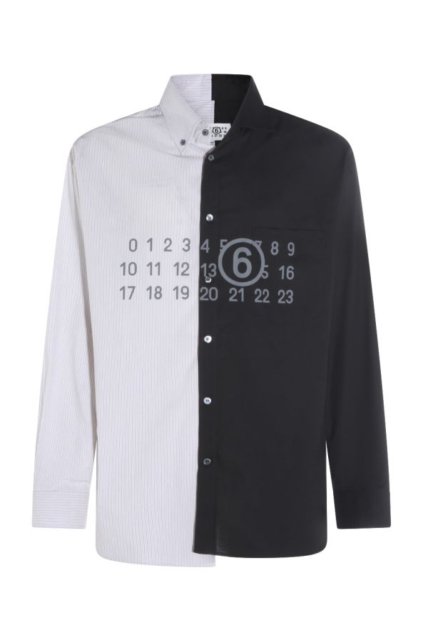 MM6 Maison Margiela White and Black Cotton Shirt - White / Black