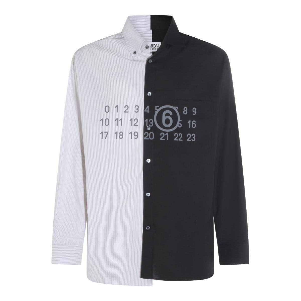 MM6 Maison Margiela White and Black Cotton Shirt - White / Black - Image 1 of 5