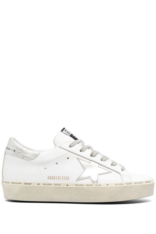 Golden Goose Hi Star Leather Sneakers - Silver