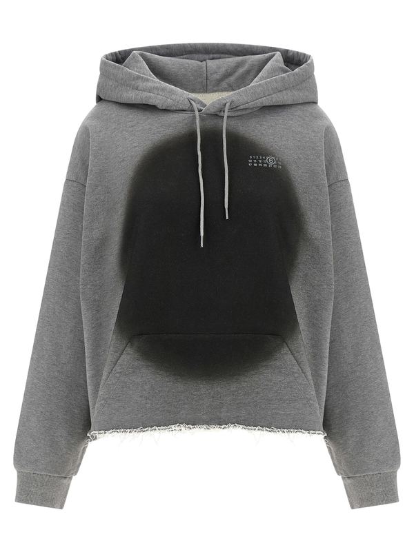 MM6 Maison Margiela Numeric Signature MM6 Spray Hoodie - Gray