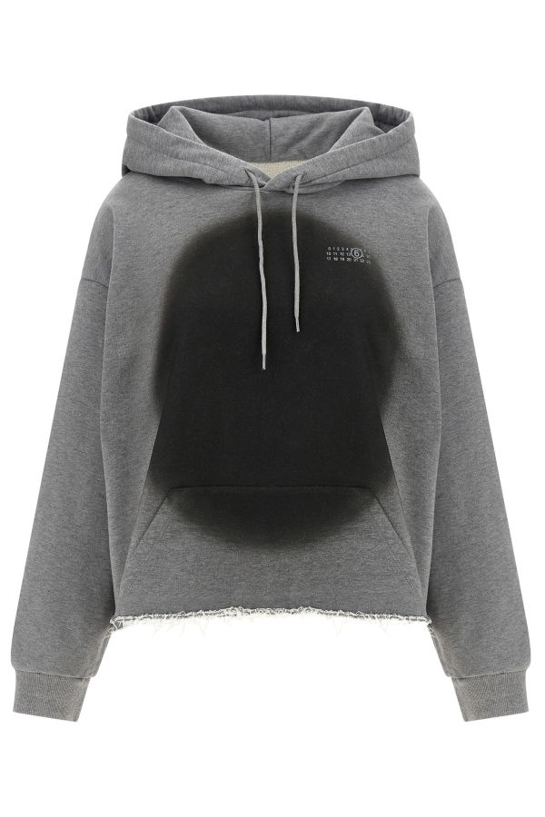 MM6 Maison Margiela Numeric Signature MM6 Spray Hoodie - Gray