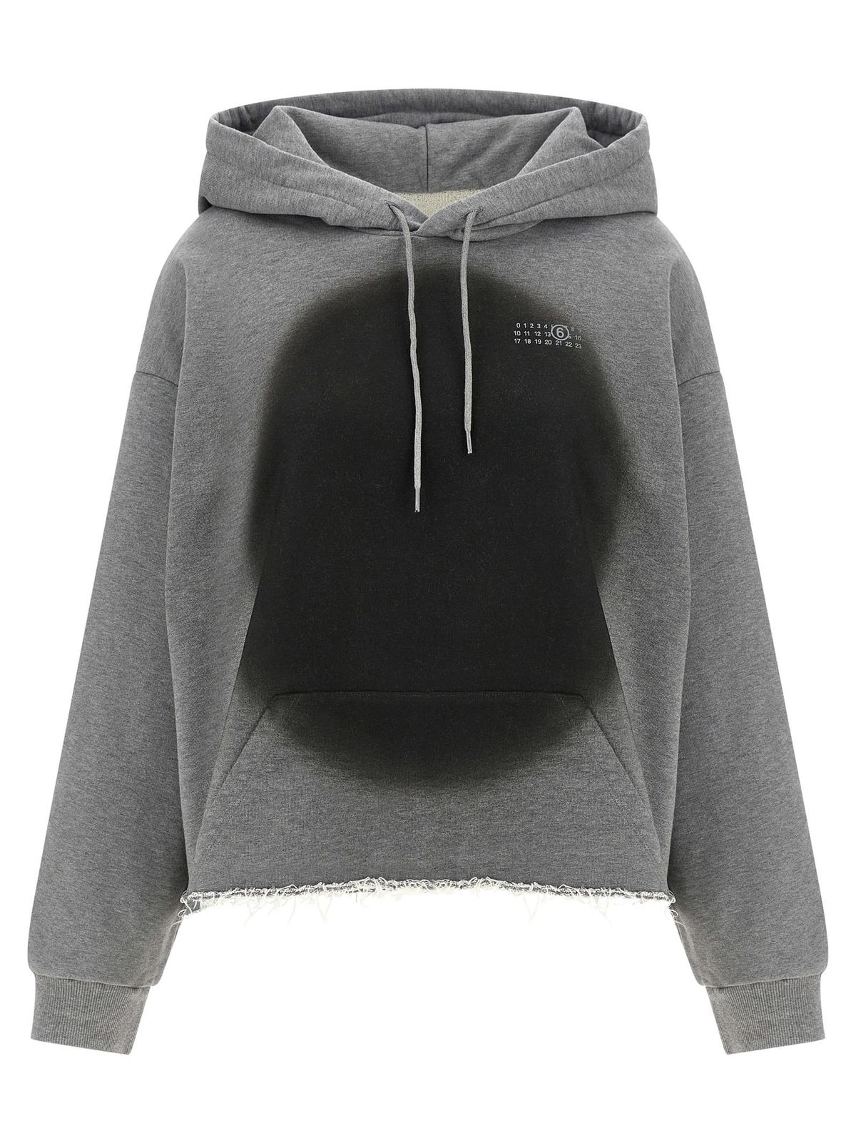 MM6 Maison Margiela Numeric Signature MM6 Spray Hoodie - Gray - Image 1 of 4