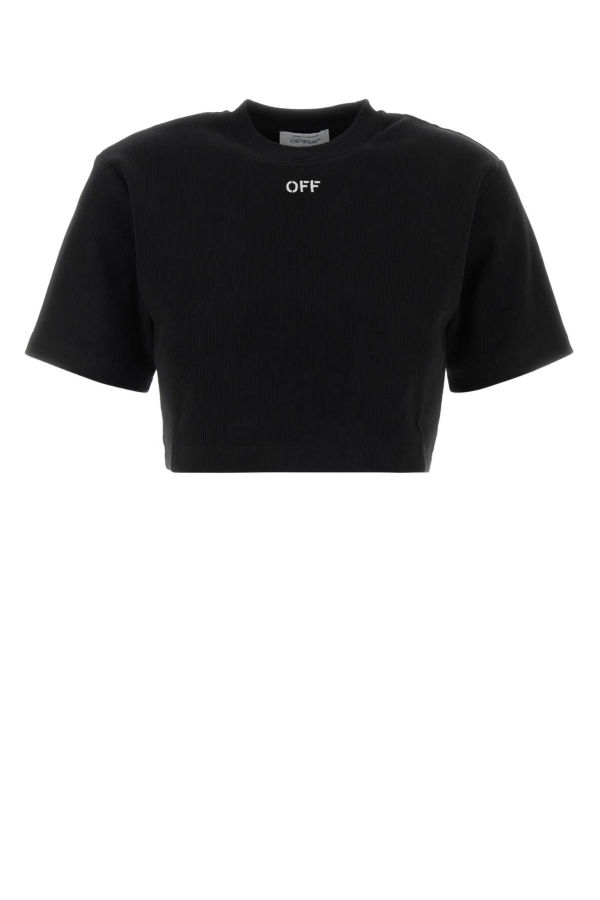 Off-White Stretch Cotton T-Shirt - Black/White