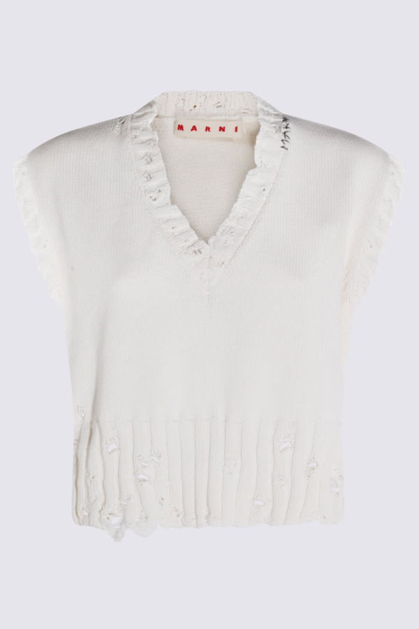 Marni White Cotton Knitwear Sweater - Lily White