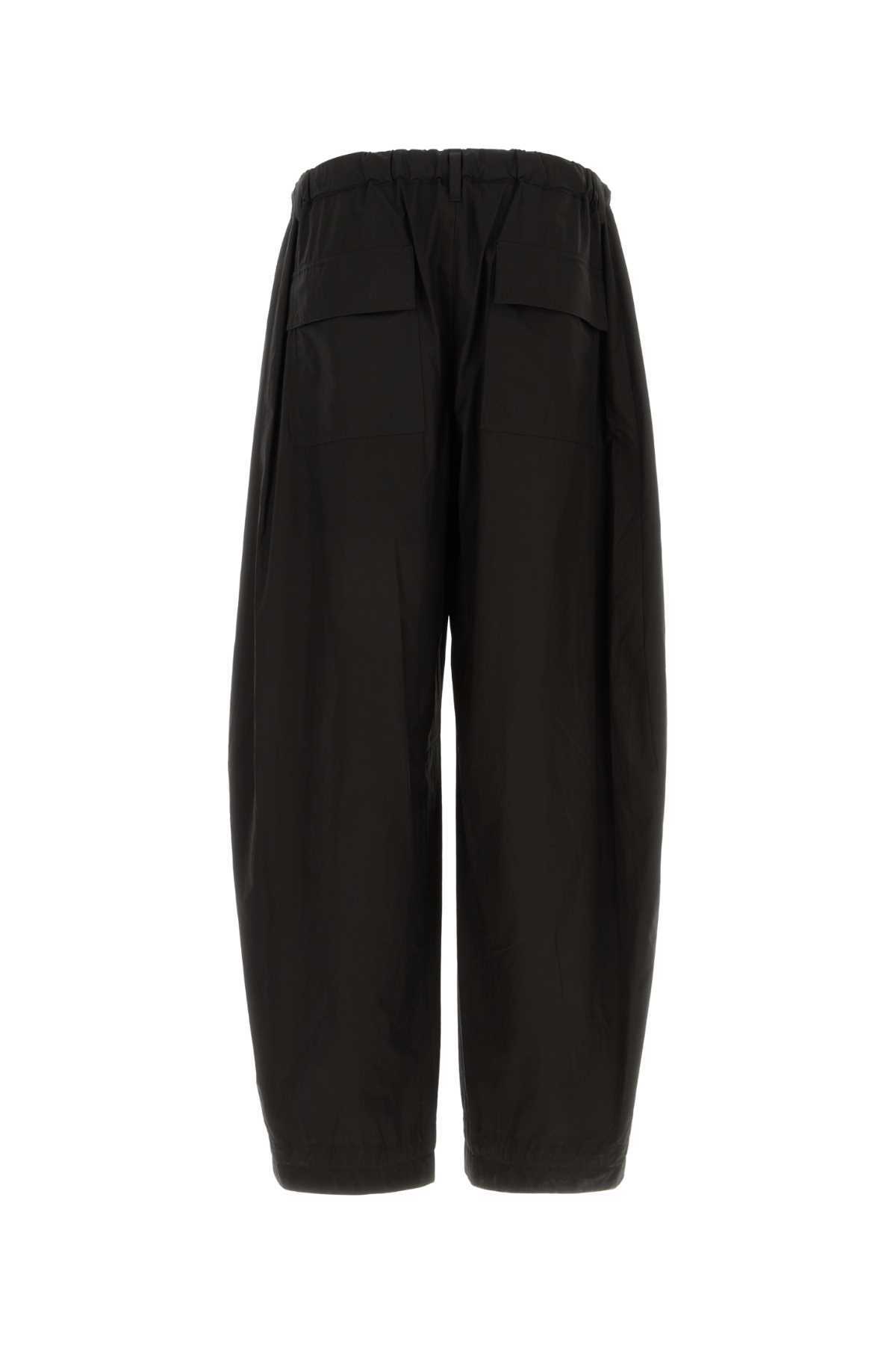 sacai Black Cotton Wide-Leg Pants - Black - Image 2 of 2