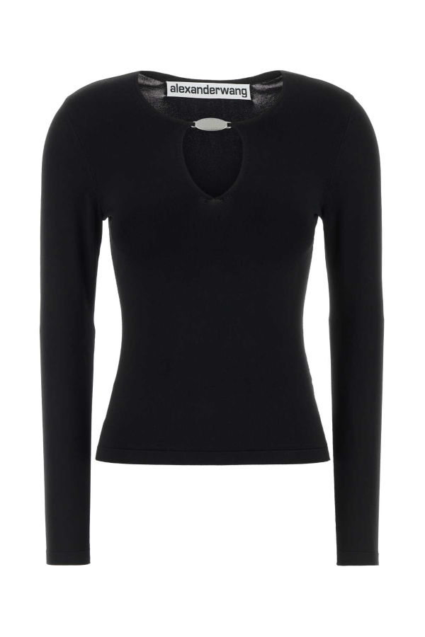 ALEXANDER WANG Stretch Viscose Blend Tee - Black