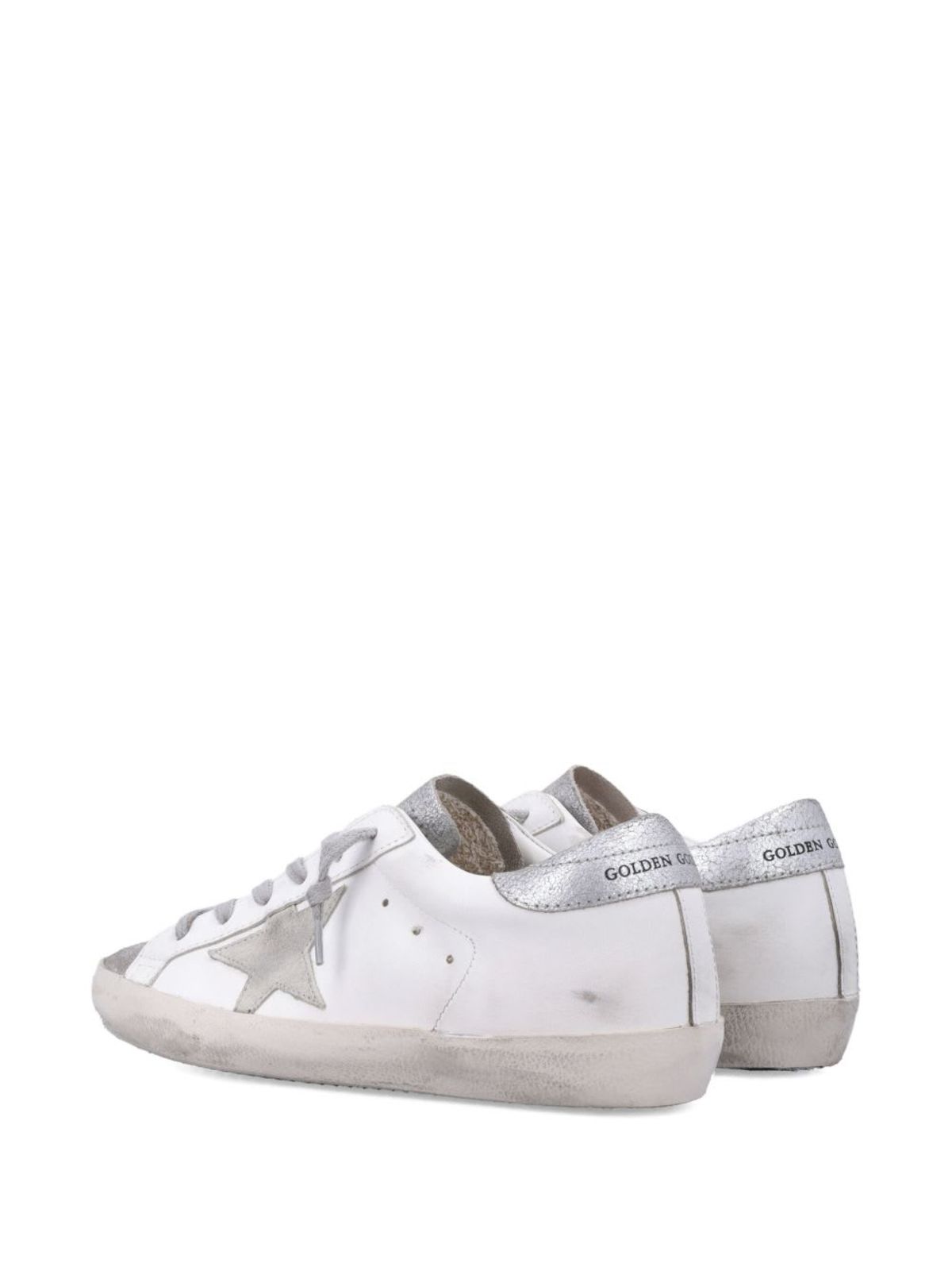 Golden Goose Super-star Leather Sneakers - Silver - Image 3 of 4