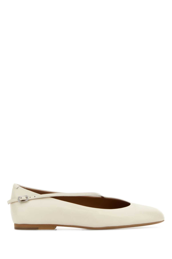 Jil Sander Elyss Leather Ballerinas - Antique White