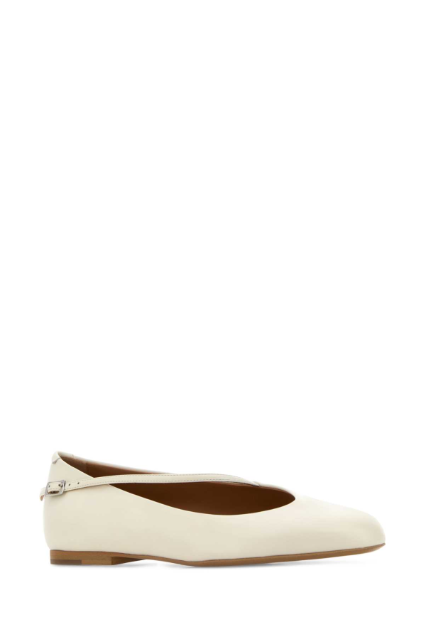 Jil Sander Elyss Leather Ballerinas - Antique White